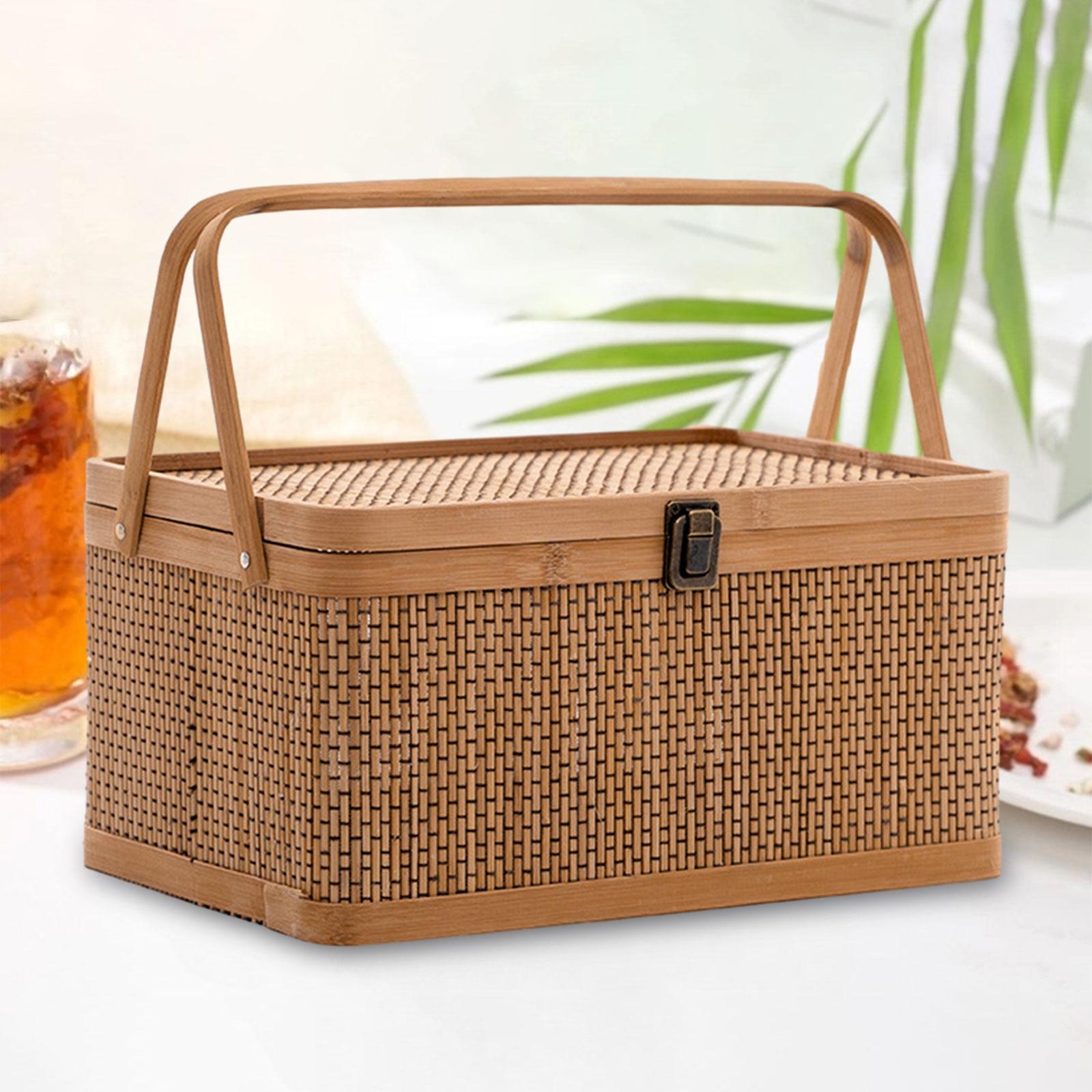Snacks Food Hamper Basket - سلة نزهة مصنوعة يدويًا من الخيزران