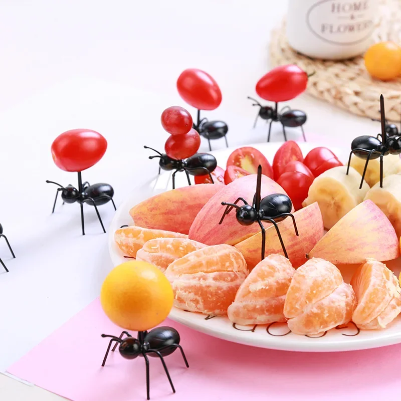 Food Snacks That Are Black - 112 قطعة/المجموعة الأسود النمل مسواك شوكة