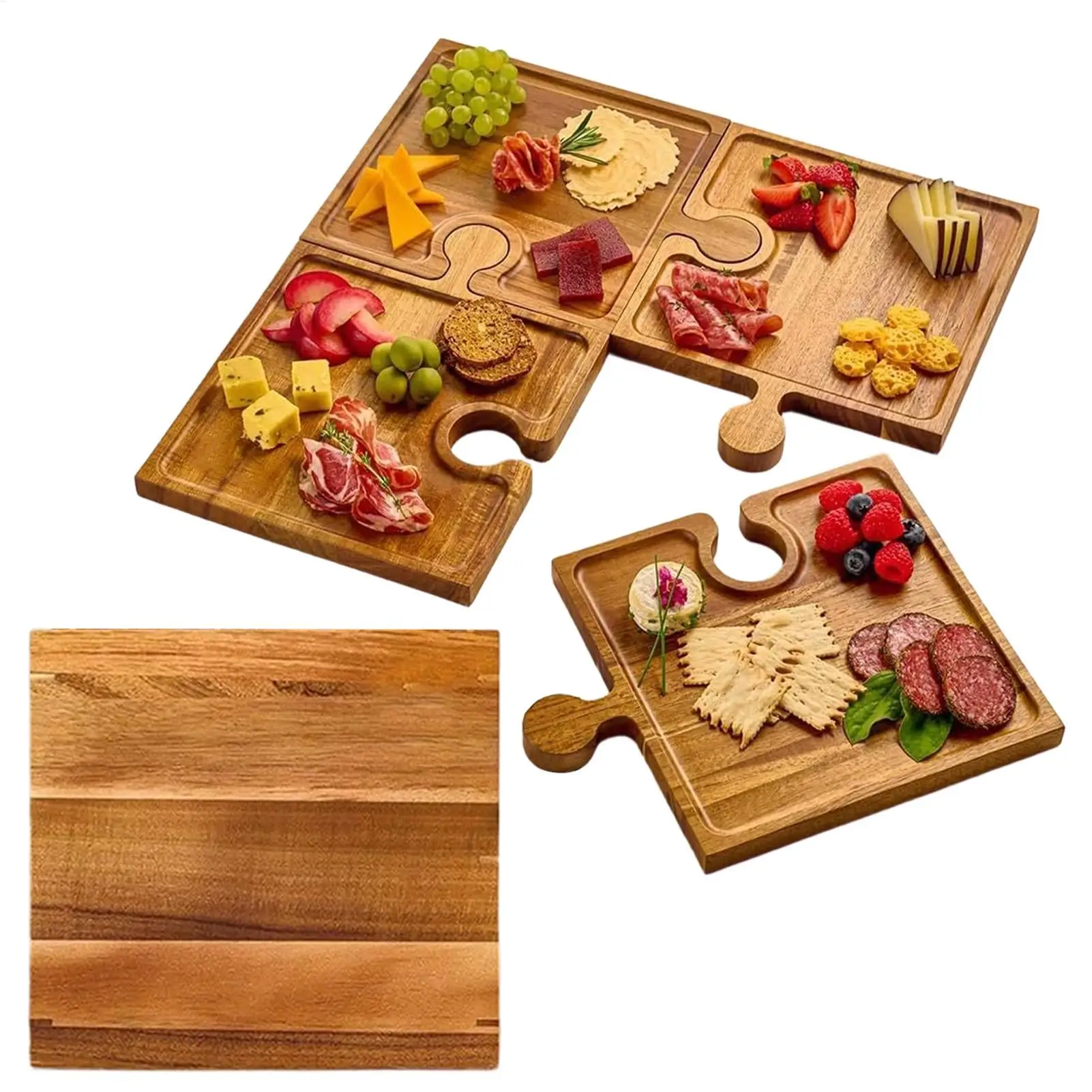 Food Platter Snacks - صينية تقديم طعام خشبية على شكل