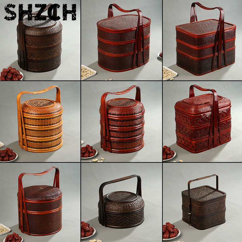 سلة نزهة من الخيزران مع غطاء،  - مراجعة Snacks Food Hamper Basket وسعره